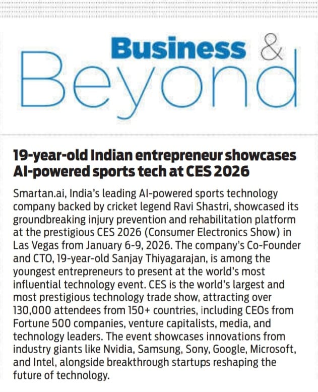 19-year-old Indian entrepreneur showcases AI-powered sports tech at CES 2026