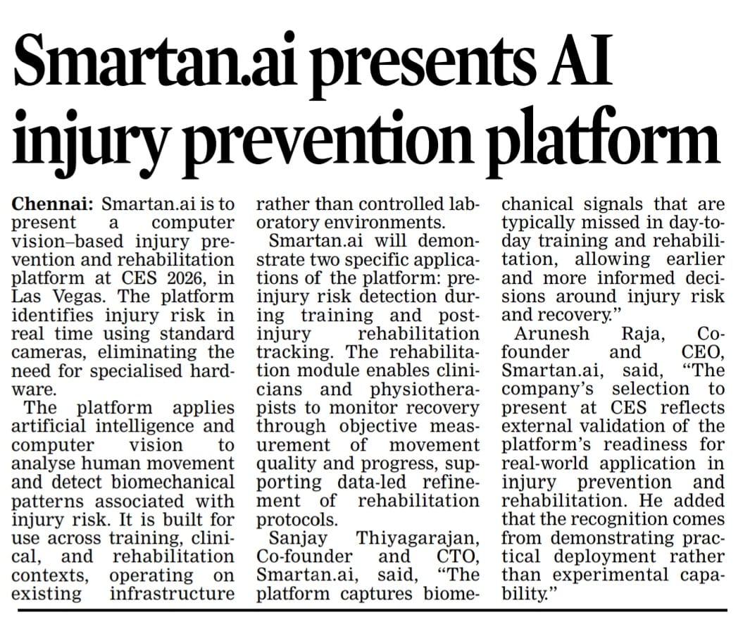 Smartan.ai prevents AI injury prevention platform