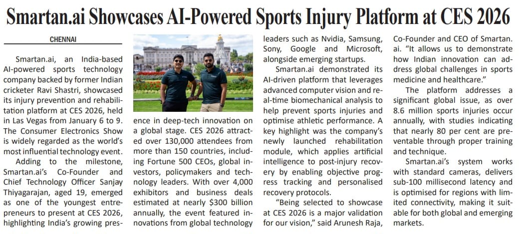 Smartan.ai Showcases AI-Powered Sports Platform at CES 2026
